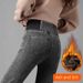 Women's Stretch Fleece-Lined Skinny Jeans - High Waist Slimming Tummy Control Jeggings With Elastic Waistband For Plus Size Comfort_mkmklike.com