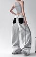 High Street Hip Hop Wide Leg Skinny Jeans Women's Summer Design Sense Striped Color Matching Pocket Versatile Jazz Scimitar Pants_mkmklike.com