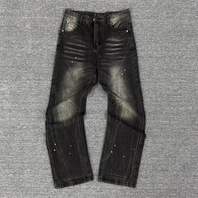 Men's Streetwear Splatter Paint Jeans – Loose Straight-Leg Denim Pants | High Waist | S-3xl | Fashion Trends_mkmklike.com