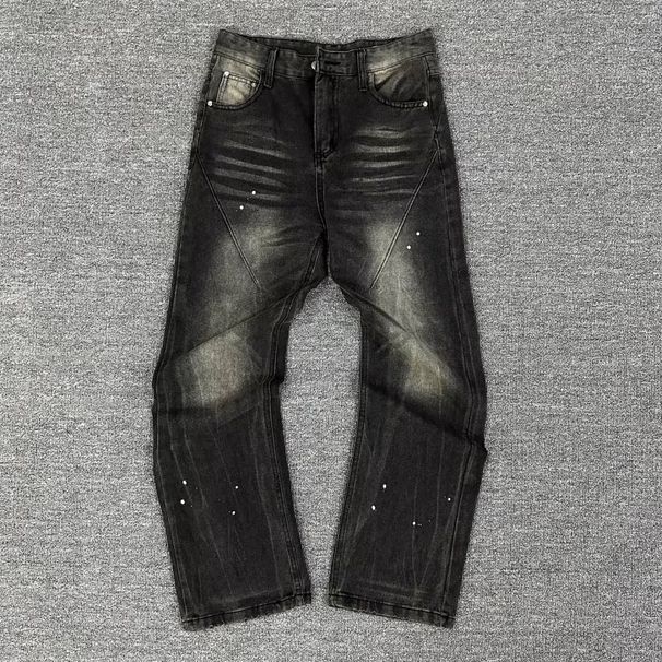 Men's Streetwear Splatter Paint Jeans – Loose Straight-Leg Denim Pants | High Waist | S-3xl | Fashion Trends_mkmklike.com