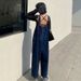 Youthful Denim Overalls For Women Plus Size New Retro Hong Kong Style Loose Slimming Korean Straight Pants Cute Japanese_mkmklike.com