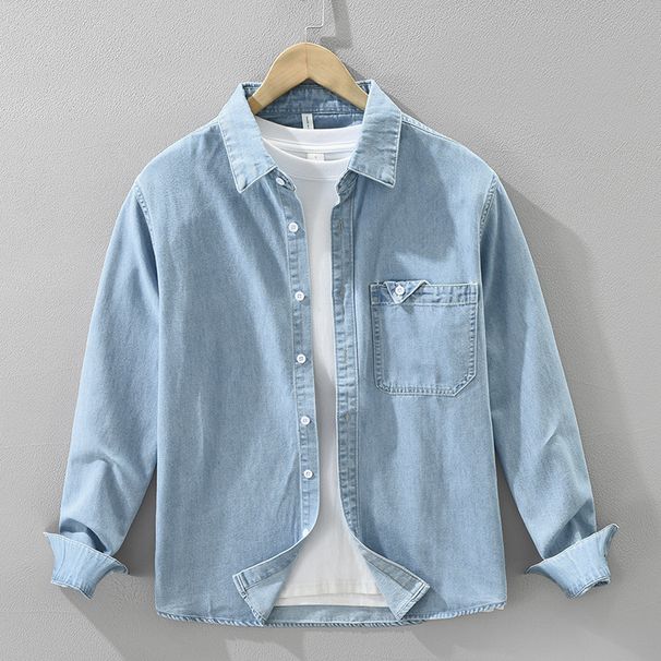 Cowboy Long Sleeved Shirt For Men, Retro Fashion Versatile, Artistic Casual Loose Top_mkmklike.com
