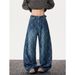 Retro Patchwork Plaid Jeans – Distressed Straight-Leg Denim Pants With Blade Motif (S-3XL)_mkmklike.com