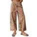 European And American Style Women's mid Waist Wide Leg Jeans Loose Floral Cropped Pants Bohemian_mkmklike.com