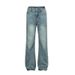 Men's Vintage Washed Blue Straight Leg Jeans - High Street Retro Denim Pants With Distressed Details_mkmklike.com