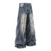 TKPA America Style Desig, Pleated Hagig Jeas, High Street Tredy Brad, Washed Wor Wide Leg Pats For Me Ad_mkmklike.com