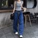 2026 New Autumn Plus Size High-Waisted Straight-Leg Jeans Women, Slimming For Pear-Shaped Figures, Loose Design,_mkmklike.com