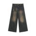 Vintage Distressed Washed Denim Jeans – Relaxed Straight-Leg & Baggy Fit | Retro Streetwear Pants For Men_mkmklike.com