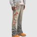 New Popular Men's Denim Straight Pants, European And American Street Fashion Ins Popular Elastic Sticker Denim Straight Pants_mkmklike.com