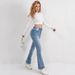 Women's Clothing High Waist Flared Jeans - Vintage Light Blue Denim Pants With Stretch, Comfort Fit & Street Style_mkmklike.com