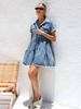 Summer And Autumn New European And American Women's Clothing Short Sleeved Pocket Loose Shirt Dress Denim Dress_mkmklike.com