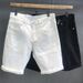 Men's Clothing Slim Fit High Waist Denim Shorts Solid Color Summer Fashion Handsome Thin White Pants_mkmklike.com