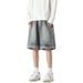 Inverted Denim Shorts Men's Summer New Style American High Street Vibe Washed Hooligan Cool Trendy Brand Loose Casual_mkmklike.com
