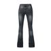 K Women's Jeans, Slim-fit Stretch Flare Pants, Solid-colored Denim Pants_mkmklike.com