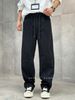 Men's Clothing Vintage American Straight Leg Jeans Relaxed Fit Distressed White Denim Pants With Elastic Waist, Casual Wear For All Seasons_mkmklike.com