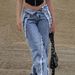 Women's Clothing Retro Fashion Trend Street Non Elastic Straight Tube Splicing Woolen Solid Color Denim Trousers_mkmklike.com
