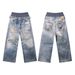 Men's Double Waist Denim Textured Loose Fit Straight Leg Pants High Street Trendy Brand West Coast Spring Summer Wear_mkmklike.com