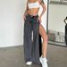 Old High-waisted Side Zipper Jeans Spring Women's Straight Tube Loose And Thin_mkmklike.com