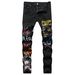 Cross-Border Trendy Clothing European Station Black Jeans Stretch Slim Fit Ripped Skinny Pants Men's Summer Thin Style_mkmklike.com