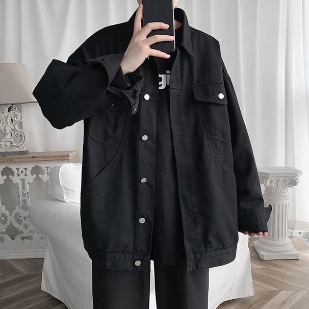 Men's Denim Hong Kong Style Autumn Winter Loose Fit Korean Trend Ins Brand Workwear Versatile Jacket_mkmklike.com