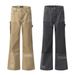 Punk Washed Loose Denim Flared Men's Vibe Trend Hip-Hop Patchwork Frayed Edge Patched Ripped Wide-Leg Pants_mkmklike.com