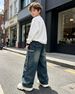 Boys Baggy Jeans Wide Leg Elastic Waist Denim Pants With Pockets Y2K Streetwear Casual Trousers For Kids 6-16 Years_mkmklike.com