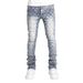 2026 Fashion Jeans Youth/Men Cotton Mid Waist Elasticity Diamond Inlaid Straight Type Stacking Denim Pants_mkmklike.com