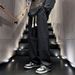 Vintage American Straight-Leg Jeans – Relaxed Fit Stretch Denim Pants With Adjustable Drawstring For Men_mkmklike.com