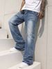 Purpl Men Women Distressed Light Grey Washed Jeans American Style Solid Color Basic Straight Trousers With Raw Hem_mkmklike.com