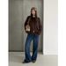 ICC Vintage Wash Pattern Flocked Slimming Straight-Leg Jeans For Women, Winter Style, Guangzhou Thirteen Lines 10580_mkmklike.com