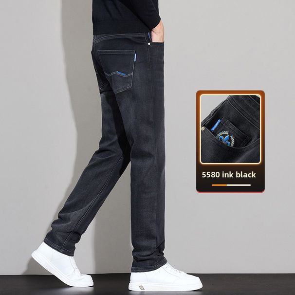 Thickened Jeans Men's Loose Straight Pants Stretch Casual Pants_mkmklike.com