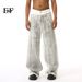 EF JEANS | 2024 New Product Niche Design Sense Hand-painted Gray And White Dirty Jeans Straight Loose Casual Pants_mkmklike.com
