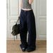 Blue Polka Dot Design Wide Leg Jeans American Style Women's Curved Pants Casual Floor Length Trousers 2026 New Fashion_mkmklike.com