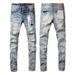 Men Women Y2K Stacked Flared Jeans, Light Blue Snow Wash With Multiple Frayed Rips & White Splatter Accents, Cool & Breathable For Summer_mkmklike.com