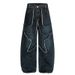 Millennial Hot Girl Star Frayed Jeans Unisex 2025 New Subculture Loose Wide-Leg Scimitar Pants_mkmklike.com