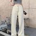 ng2510292 Ng2510292 Ng2510292 Retro Jacquard Design Straight-Leg Jeans For Women, 2025 Fall/Winter New High-Waisted European Style Narrow Wide-Leg_mkmklike.com