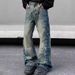 Men's Clothing High Street Retro Old Design Tie Dye Jeans Men's Loose Flared Vibe Trendy Brand Handsome Pants_mkmklike.com