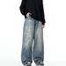 Men's Vintage Washed Distressed Denim Jeans - Loose Fit Casual Streetwear Pants With Splatter Design (Blue, Multiple Sizes Available)_mkmklike.com