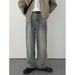 Men’s Distressed Vintage Washed Jeans – Oversized Wide-Leg Denim Pants With Retro Fading, Streetwear & Casual Comfort_mkmklike.com