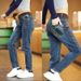 Men's Clothing Light Blue Washed Jeans Men's American Loose Straight Pants Spring And Summer Trendy High Street Wide Leg Casual Long Pants_mkmklike.com