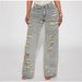 Women's Clothing Distressed Washed Wide-Leg Jeans For Women - High Waisted Vintage Denim Pants With Ripped Details (Khaki, S-XXL)_mkmklike.com