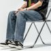 Jeans Men's Straight Straight Pants Washed Retro Trousers Middle Waist, Embroidery, Double Craft_mkmklike.com