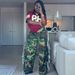 Women's Camouflage Wide Leg Pants European American Style Fashion Hot Girl Frayed Side Design Jeans_mkmklike.com