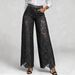 Women's Washed Denim Lace Patchwork Long Jeans Relaxed Everyday Wear Versatile Comfortable Feshion Trend_mkmklike.com