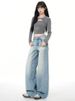 American Retro Straight-leg Wide-leg Jeans For Women, Early Spring 2026 New Model, Light Blue, Loose, Slimming,_mkmklike.com