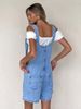 K European And American Overalls Slim Fit Fashionable Straight Tube One-piece Overalls Denim Shorts For Women_mkmklike.com