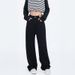 High-waisted Fleece-lined Black Straight-leg Jeans Women, Autumn Winter, Plus Size, For Pear-shaped Body Types, Loose_mkmklike.com