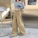 Wholesale American Retro Women's Jeans With A Unique Design, Patchwork Khaki Loose Wide-leg Straight Pants_mkmklike.com