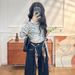 Women's Fleece-lined Flared Jeans 2025 New Model High-waisted Loose Elastic Wide-leg Denim Blue Straight Pants A8573_mkmklike.com