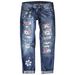 Women's Clothing Slim Fit Printed Denim Trousers For Women Fashionable_mkmklike.com